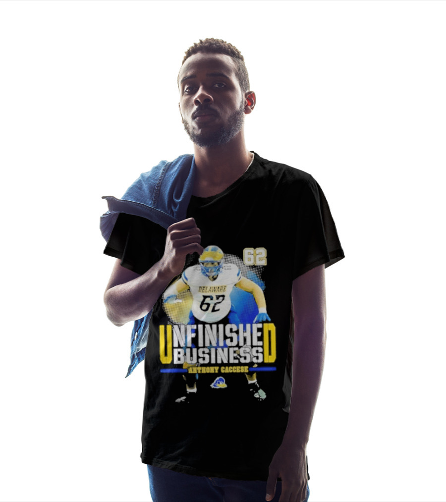 Delaware Blue Hens Football Anthony Caccese 62 Unfinished Business T-Shirt