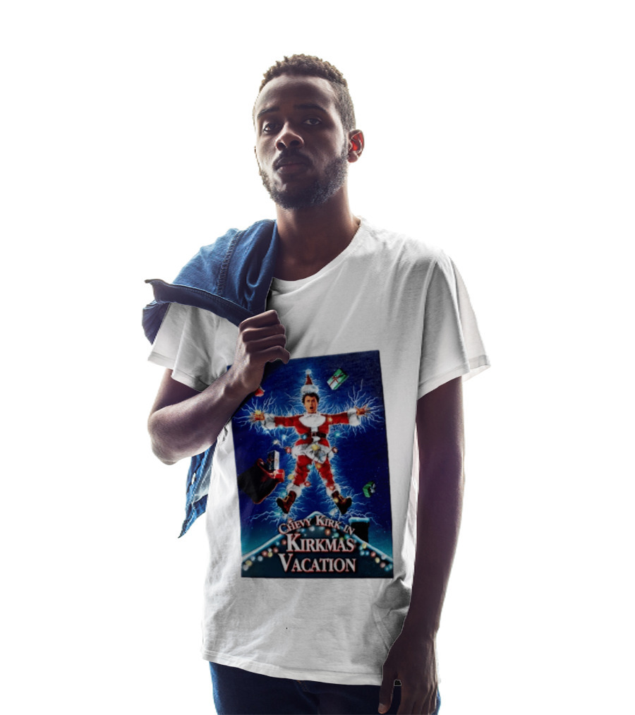 Chevy Kirk In Kirkmas Vacation Christmas Presents Lights Santa Suit Explosion T-Shirt