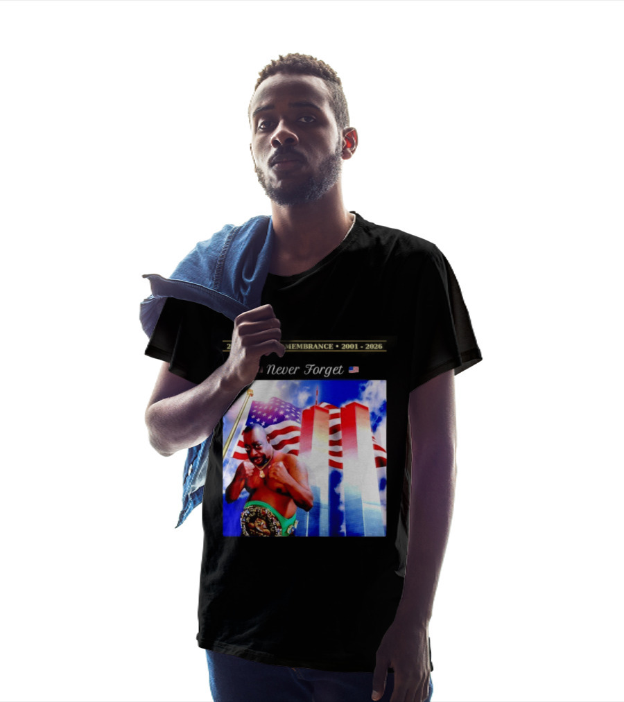25 Years Of Remembrance 2001 2026 Beetlejuice Never Forget Twin Towers Boxing Belt American Flag T-Shirt