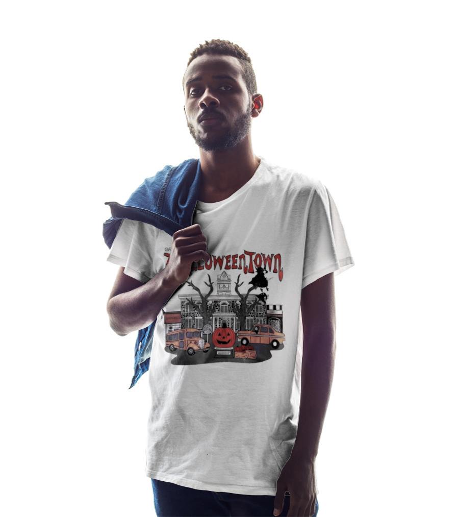Greetings From Halloweentown Pumpkin Bus Witches Taxi T-Shirt