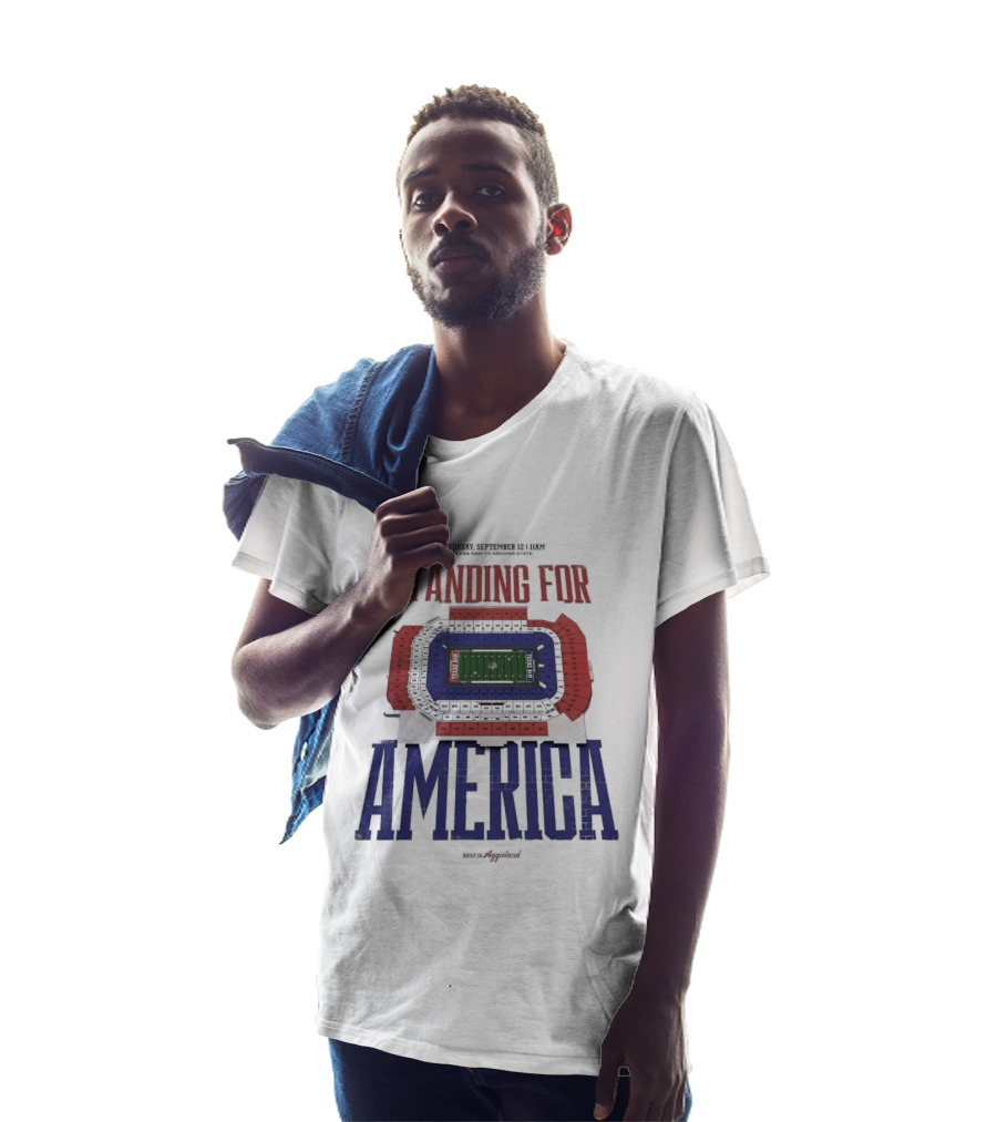 Standing For America Built In Aggieland September 12 Texas A&M Vs Arizona State Stadium Map T-Shirt