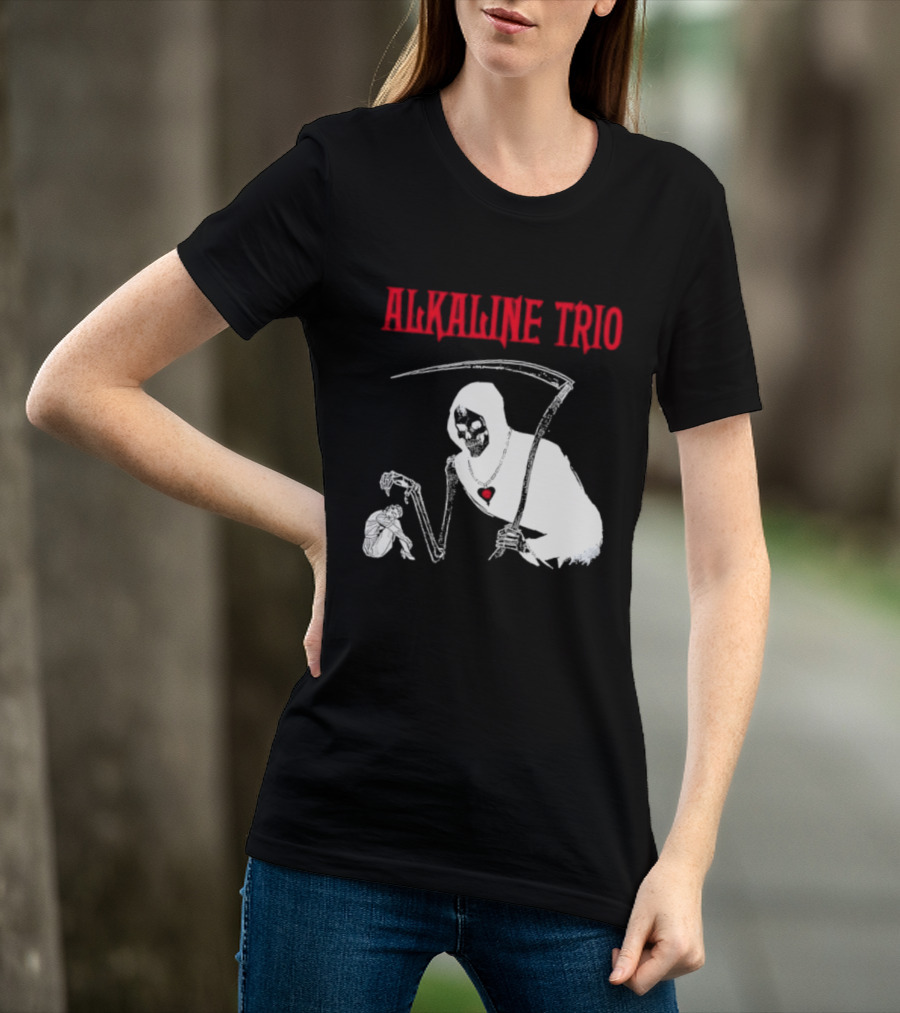 Alkaline Trio Grim Reaper Scythe Heart Skeleton T-Shirt