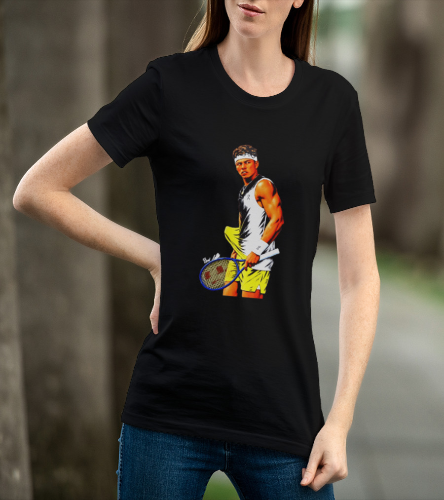 Ben Shelton Tennis Player 2026 Cartoon With Headband And Racket T-Shirt
