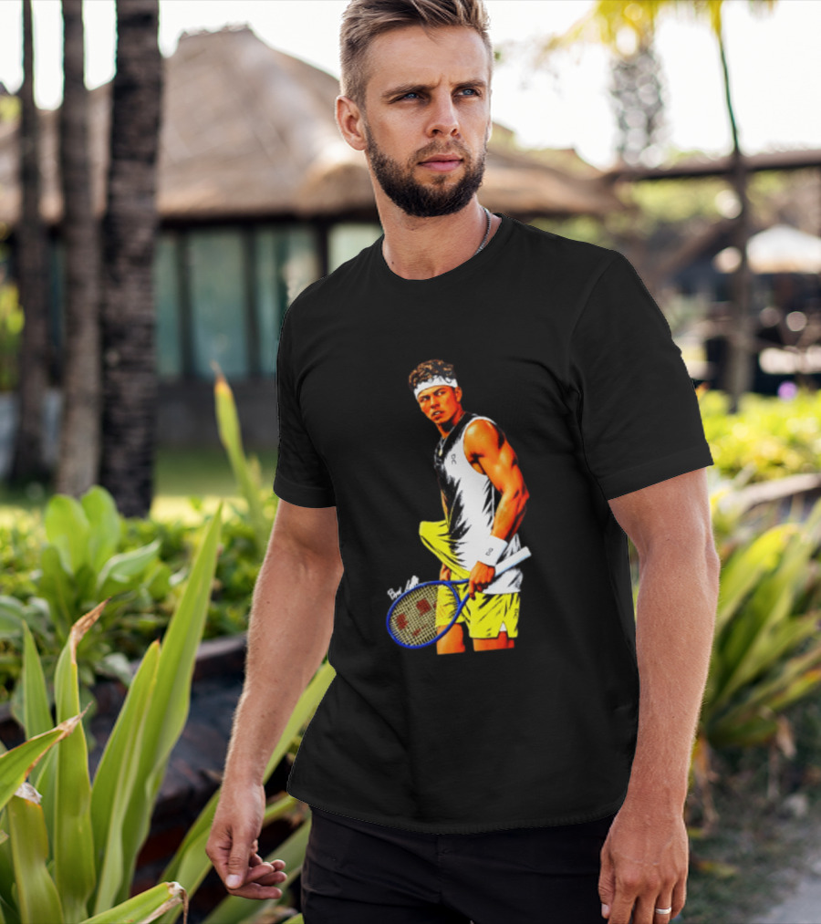 Ben Shelton Tennis Player 2026 Cartoon With Headband And Racket T-Shirt