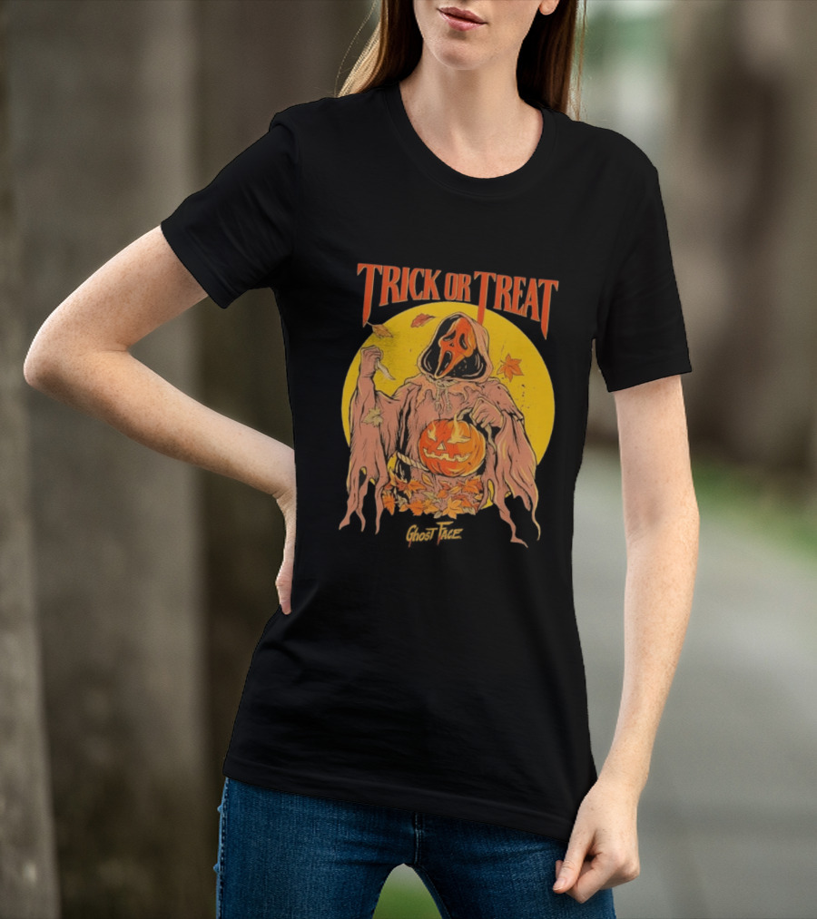 Trick Or Treat Ghost Face Pumpkin Cavity Colors Halloween T-Shirt