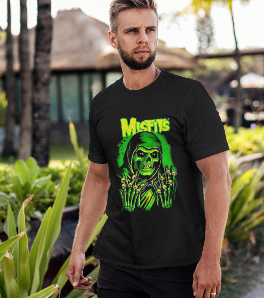 Misfits Fiend Club 26 Punk Rock Jerry Only Skull Neon Green T-Shirt