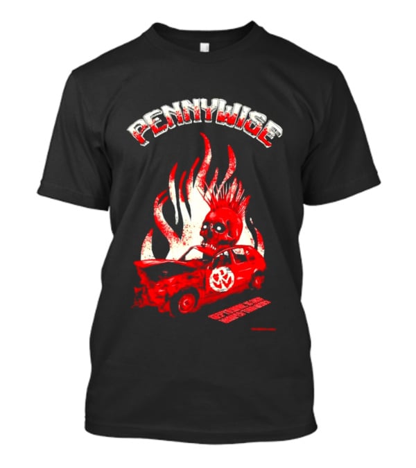 Pennywise Punk Rock Skull Flames Car Warped Tour T-Shirt
