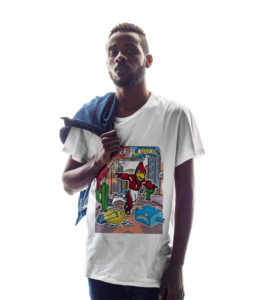 Arizona Cardinals Vs Los Angeles Chargers Corndoggy Sports Doodle Game Day ARI 26 14 LAC T-Shirt