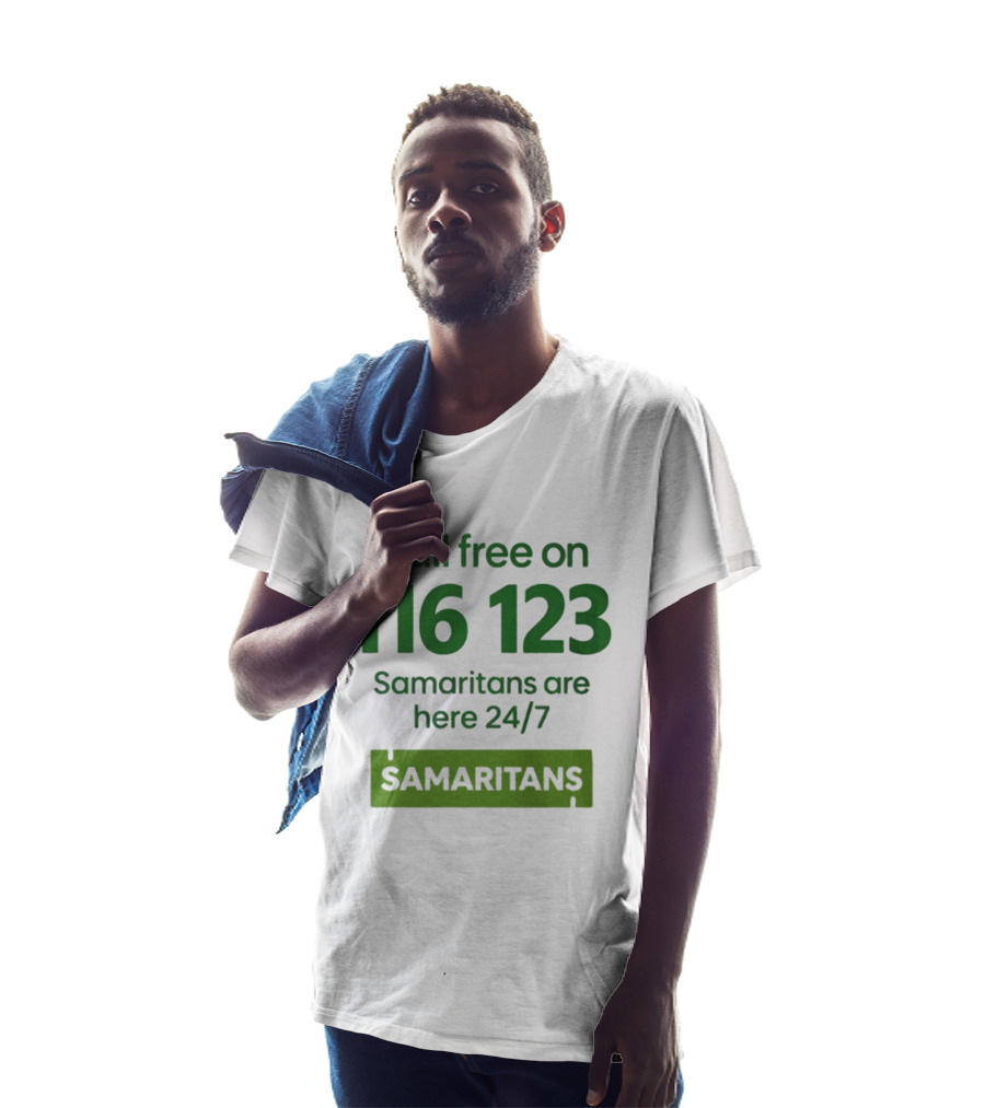 Aston Villa Together Against Suicide Samaritans 116 123 Call Free 24/7 T-Shirt