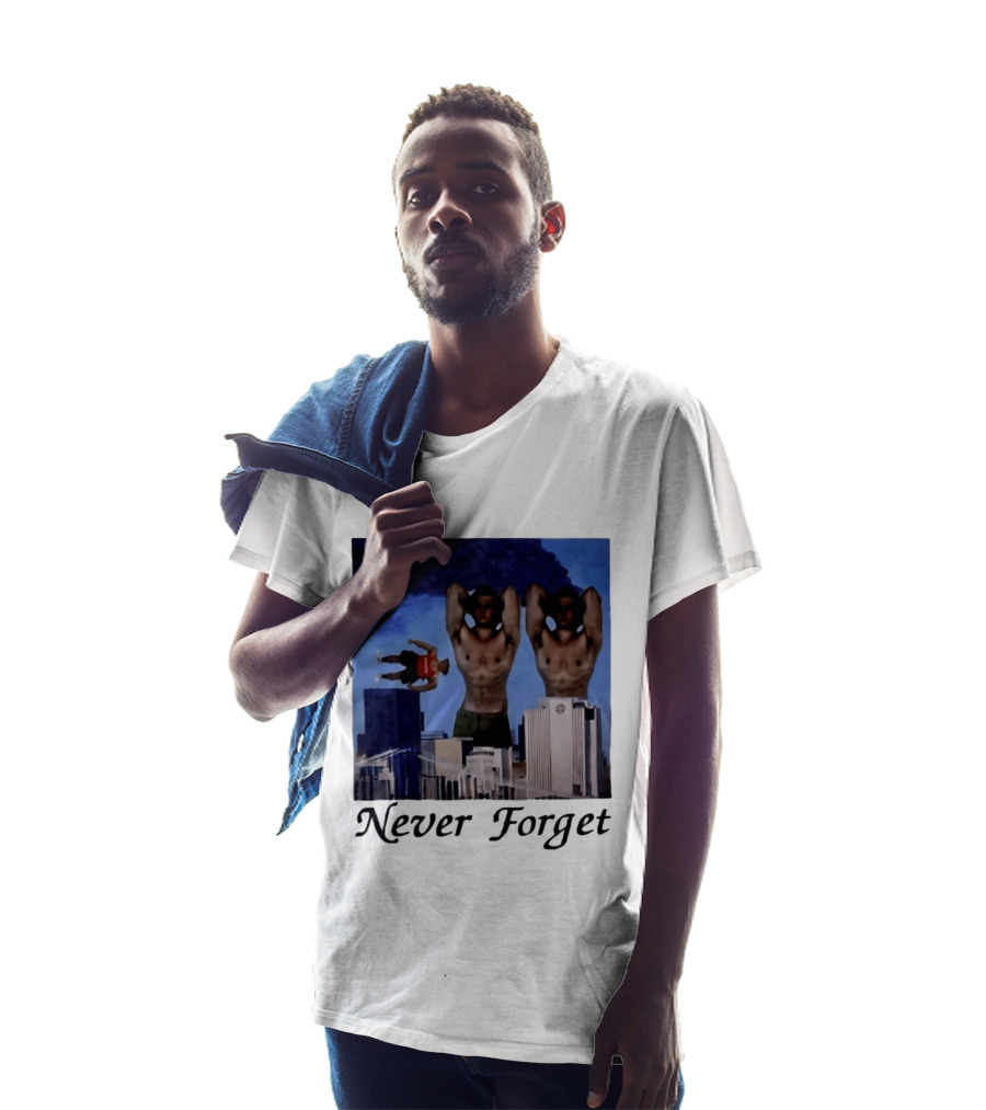 Never Forget 9 11 Internet Meme Edgy Humor Floating Character Twin Towers T-Shirt