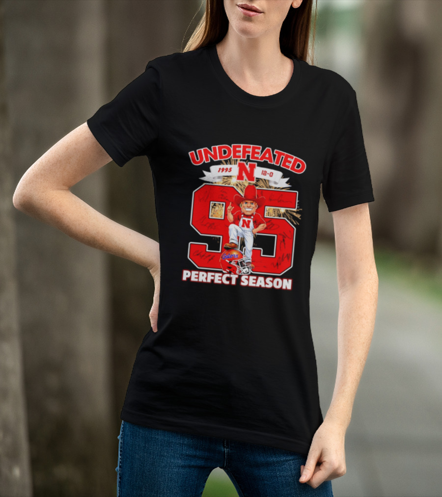 Nebraska Cornhuskers Undefeated 1995 Perfect Season 12 0 Gators 95 Football T-Shirt