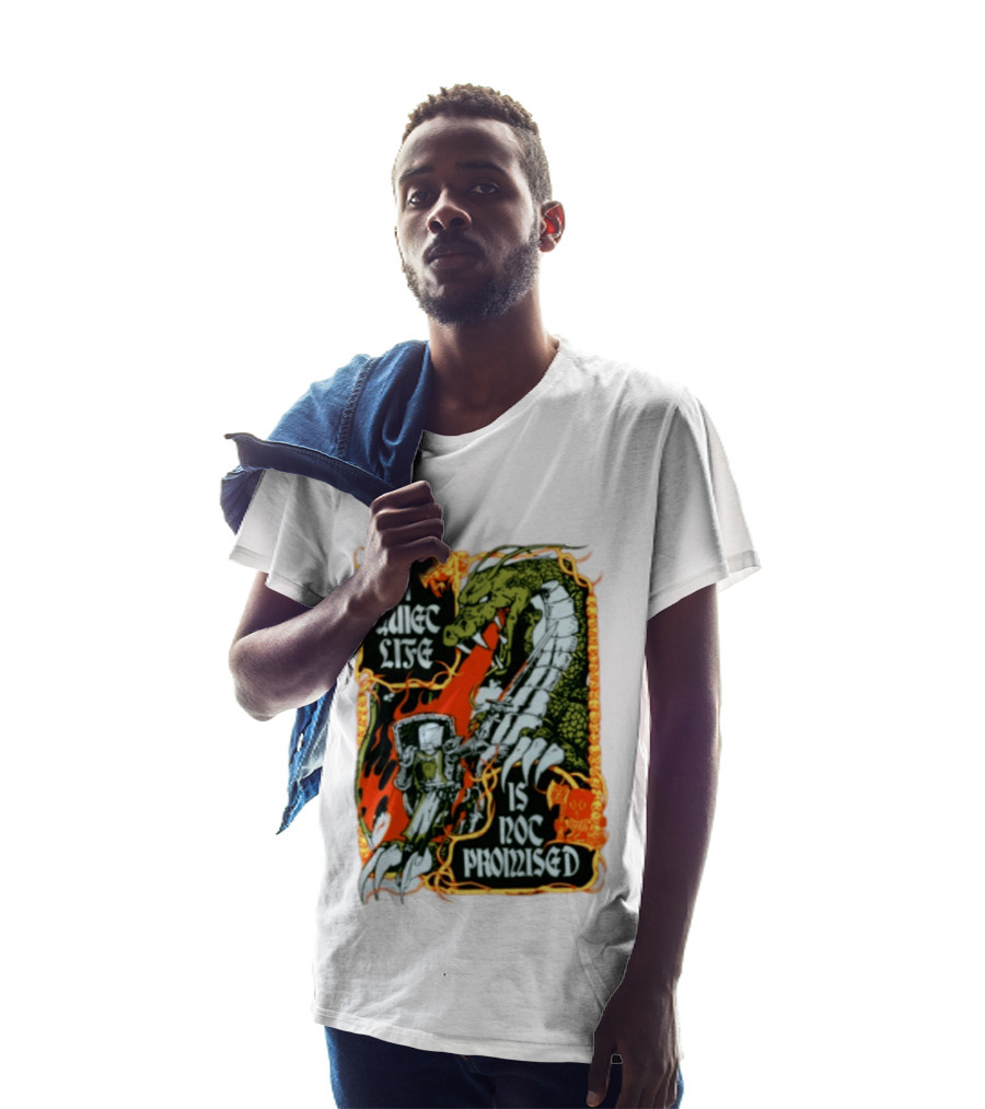 A Quiet Life Is Not Promised Dragon Knight Vintage Fantasy Adventure Scene T-Shirt