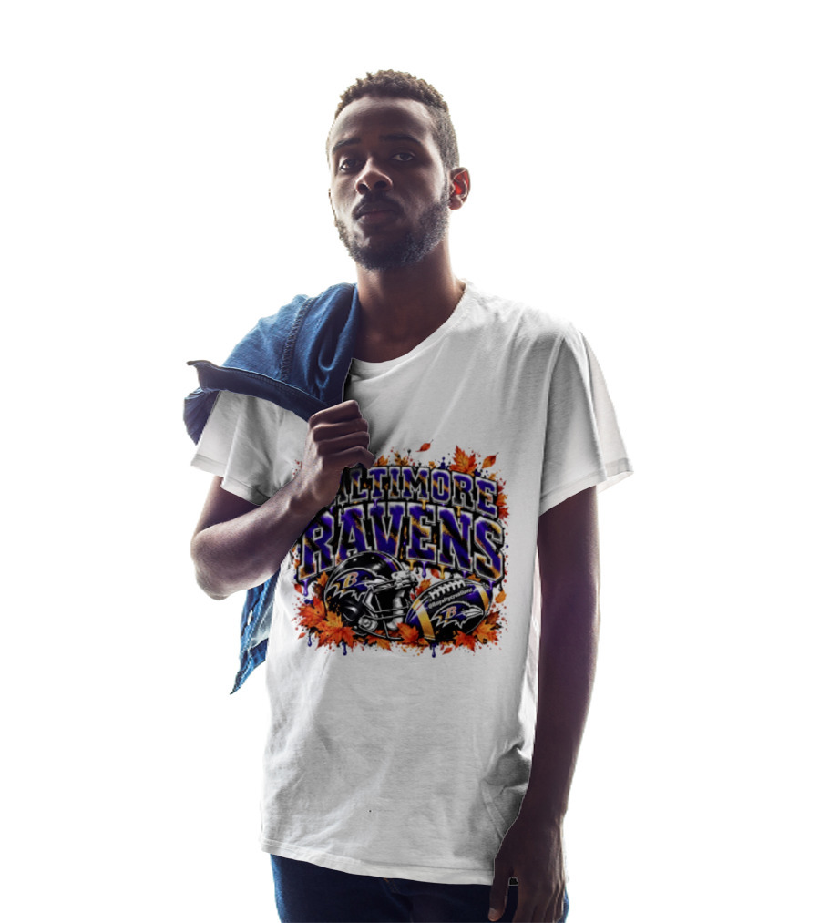 Baltimore Ravens Football Helmet Leaves Halloween 2026 T-Shirt
