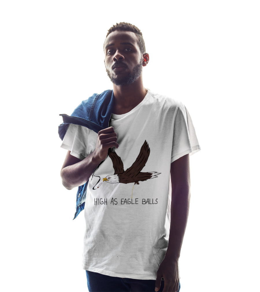 High As Eagle Balls Smoking Eagle Meme T-Shirt