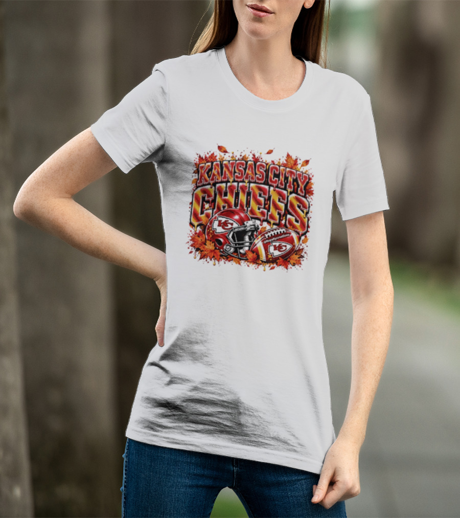 Kansas City Chiefs Football Helmet Autumn Leaves 2026 T-Shirt