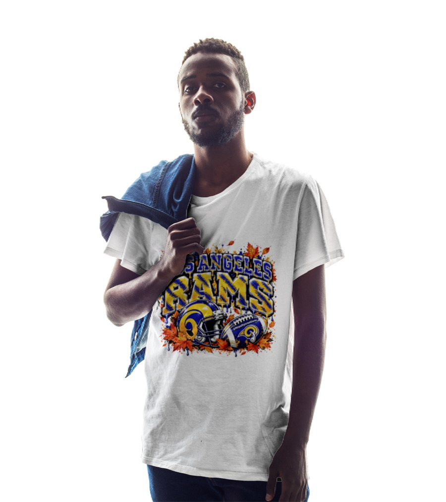 Los Angeles Rams Helmet Autumn Leaves Halloween 2026 T-Shirt