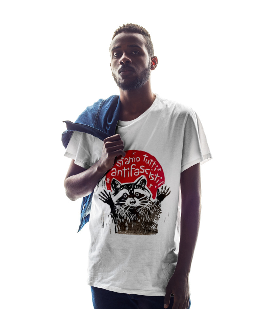 Siamo Tutti Antifascisti Raccoon Image T-Shirt