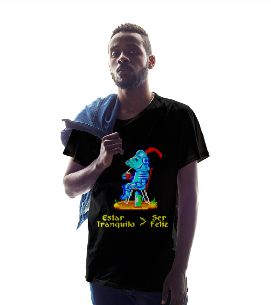 Estar Tranquilo Ser Feliz Pixel Knight Retro Gaming Aesthetic T-Shirt