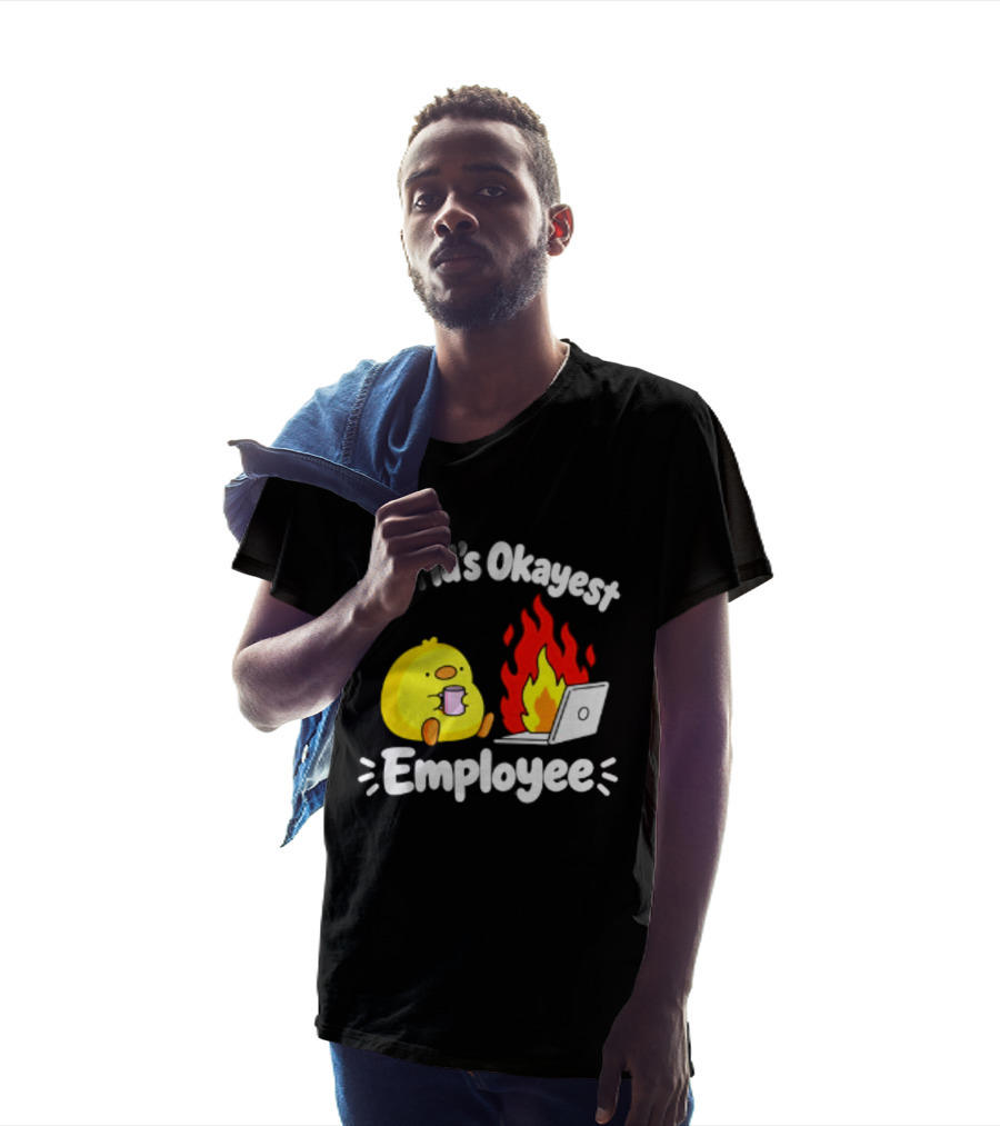World's Okayest Employee Duck With Laptop On Fire T-Shirt