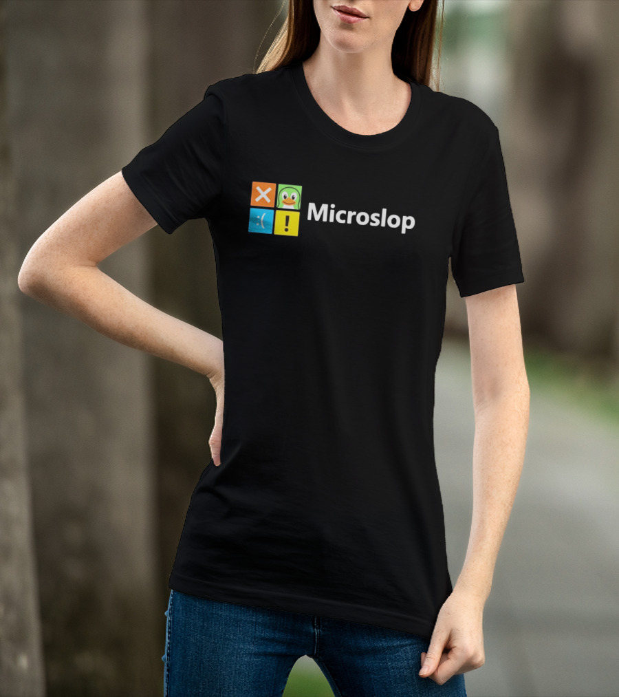 Microslop Parody Tech Developer Icons Linux Microsoft Windows T-Shirt