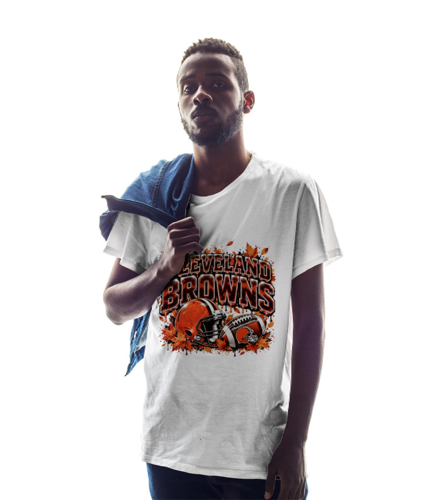 Cleveland Browns Football Helmet Autumn Leaves Halloween 2026 T-Shirt