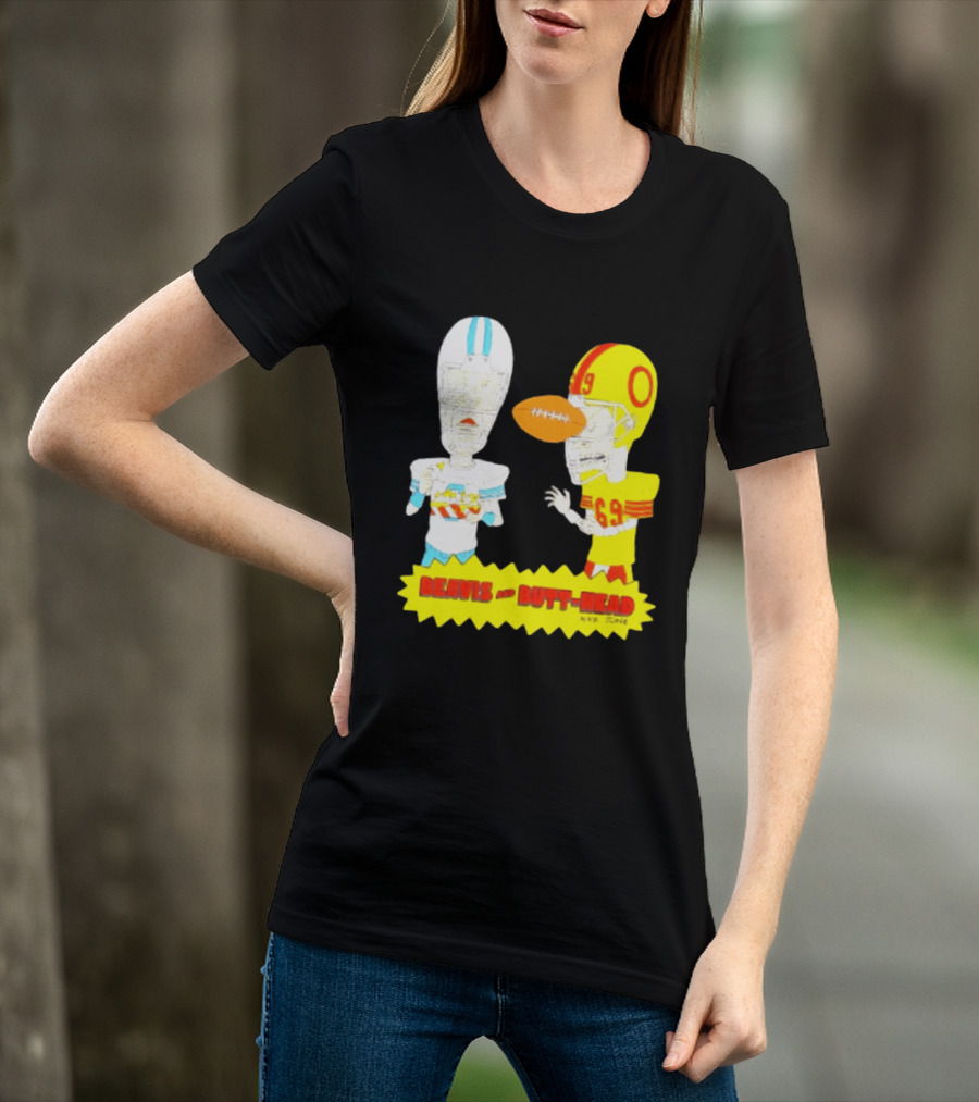 Beavis And Butt Head Football Parody Player Cartoons MTV Series 90s Humor T-Shirt