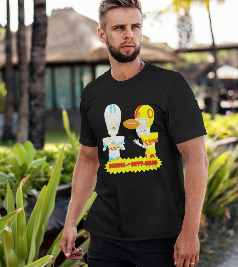 Beavis And Butt Head Football Parody Player Cartoons MTV Series 90s Humor T-Shirt