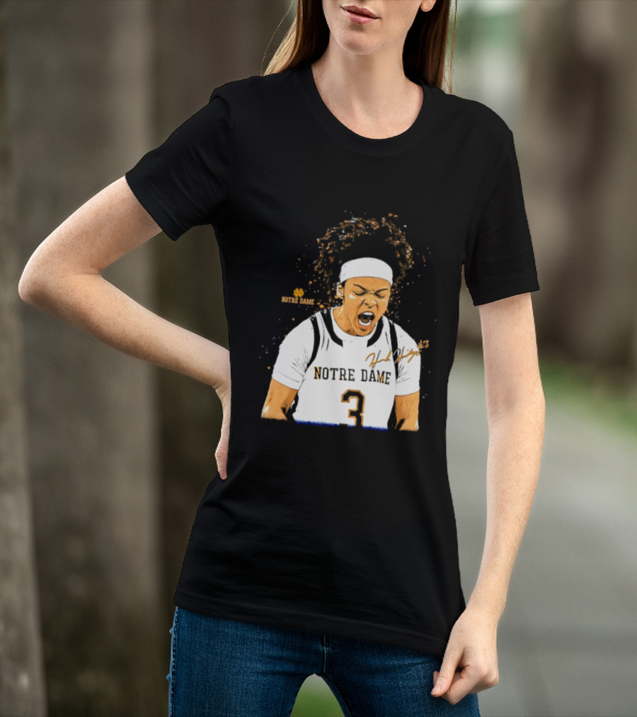 Notre Dame Basketball Hannah Hidalgo Caricature Number 3 NCAA Women's Player T-Shirt