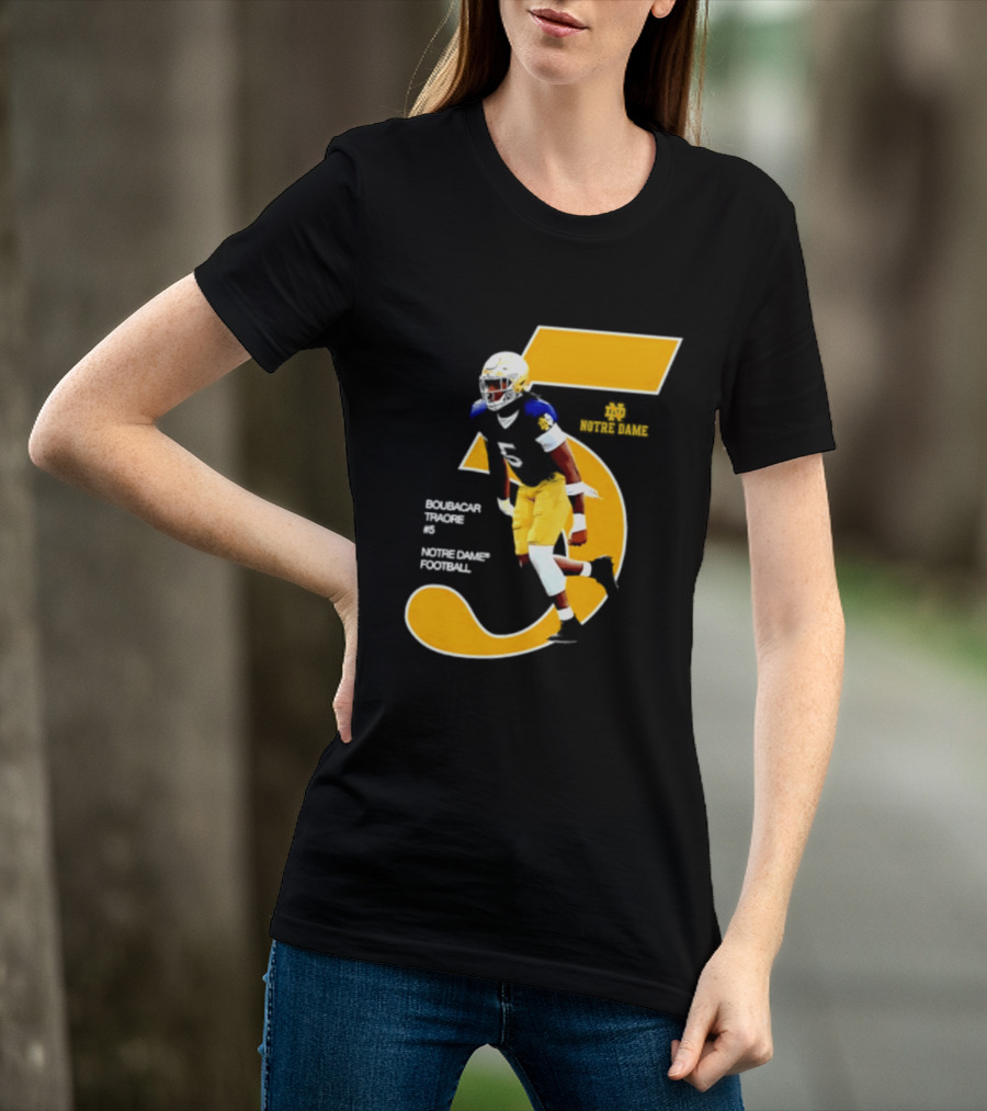 Boubacar Traore 5 Notre Dame Football Player NCAA Iconic Number T-Shirt