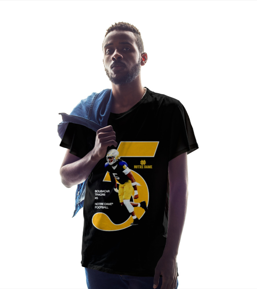Boubacar Traore 5 Notre Dame Football Player NCAA Iconic Number T-Shirt