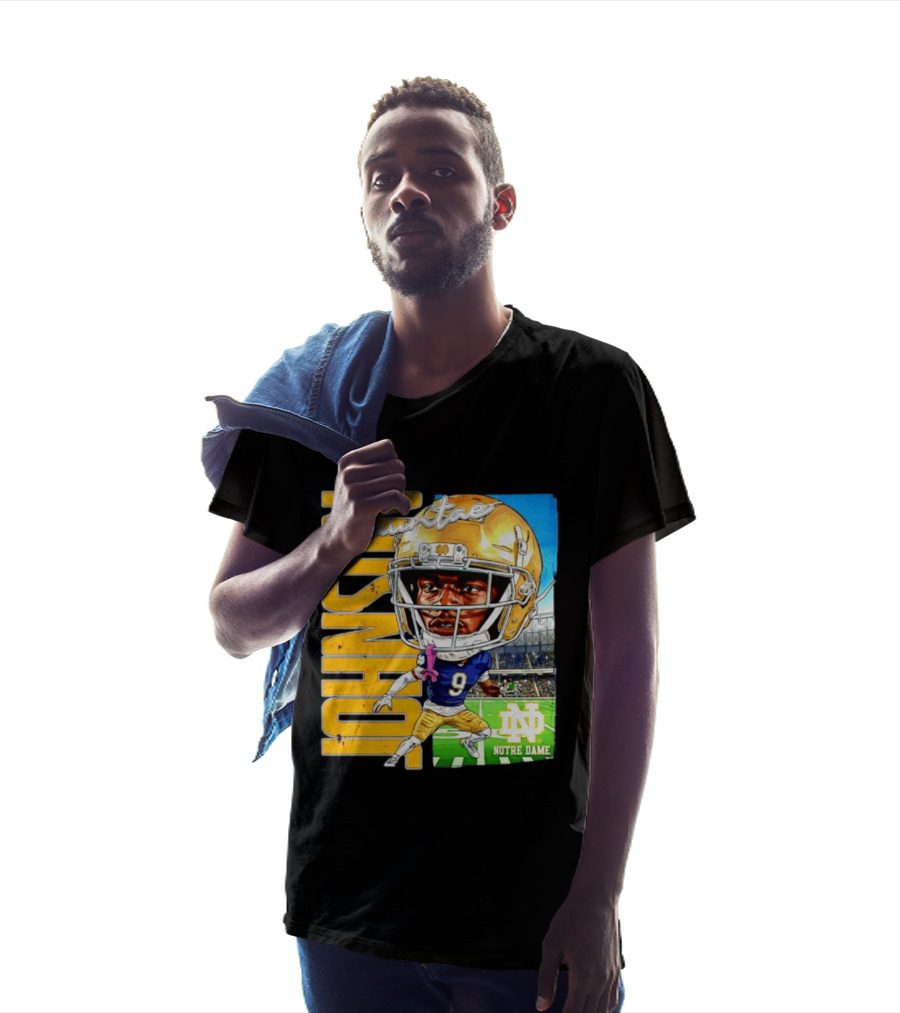 Notre Dame NCAA Football Brauntae Johnson 9 Caricature T-Shirt