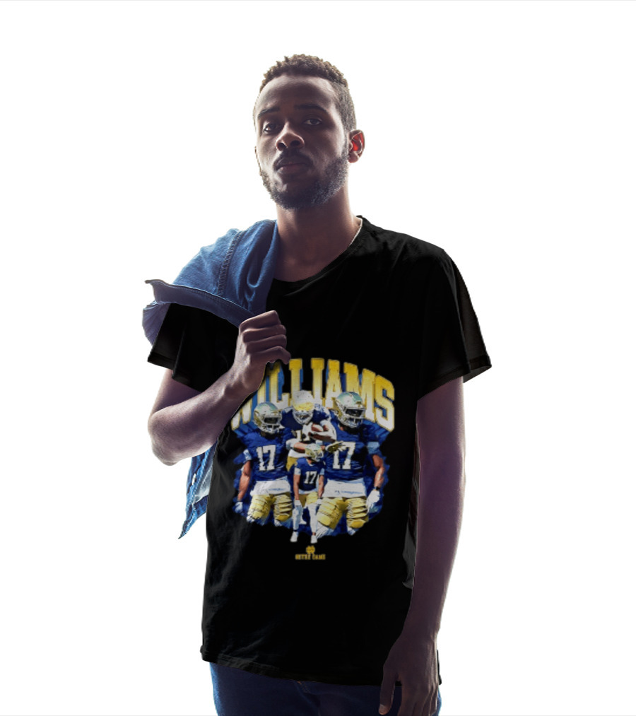 Cam Williams 17 Notre Dame NCAA Football Player Multiple Action Poses T-Shirt