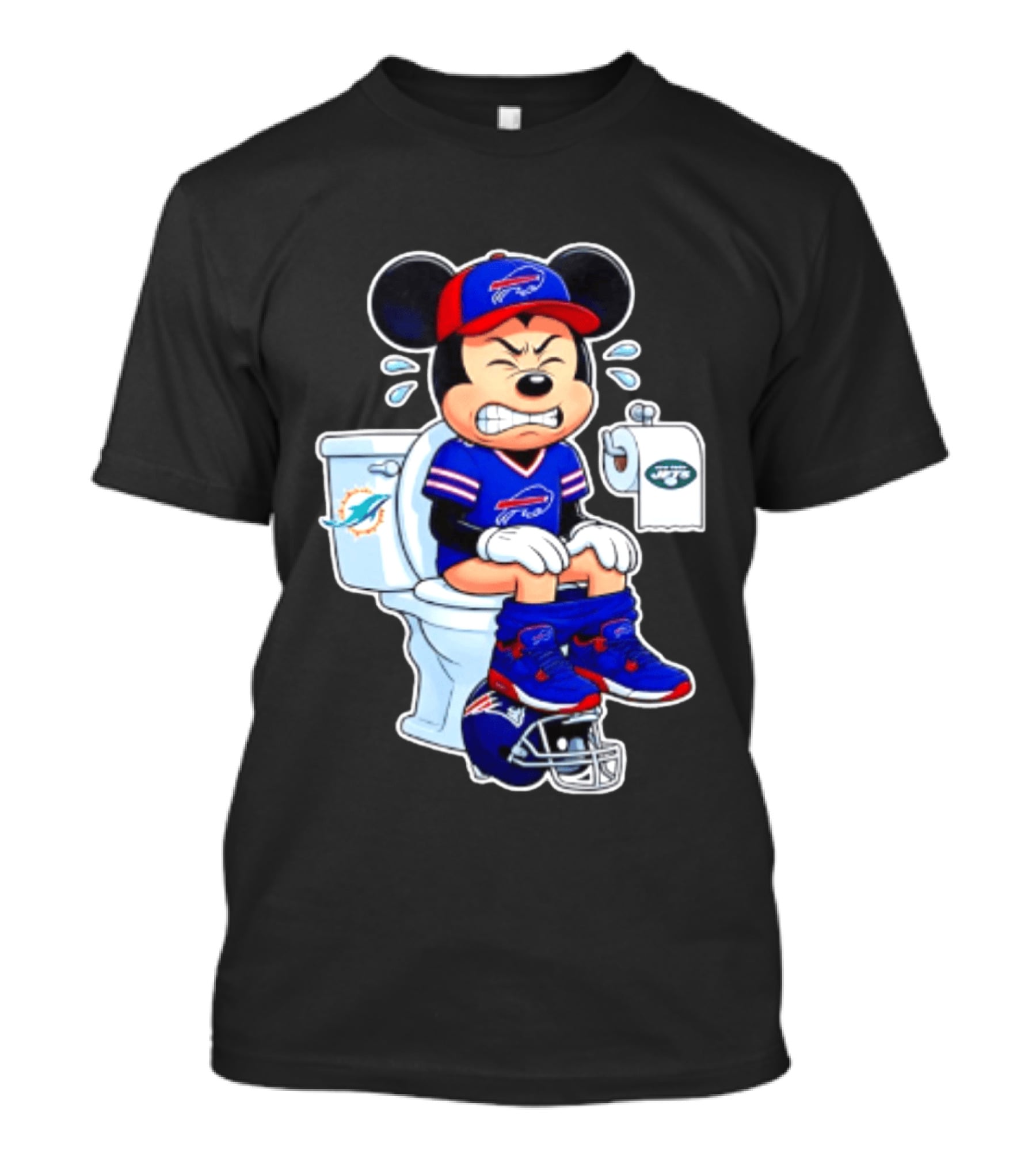 Mickey Toilet Buffalo Bills Defeat Jets Dolphins Patriots Football T-Shirt
