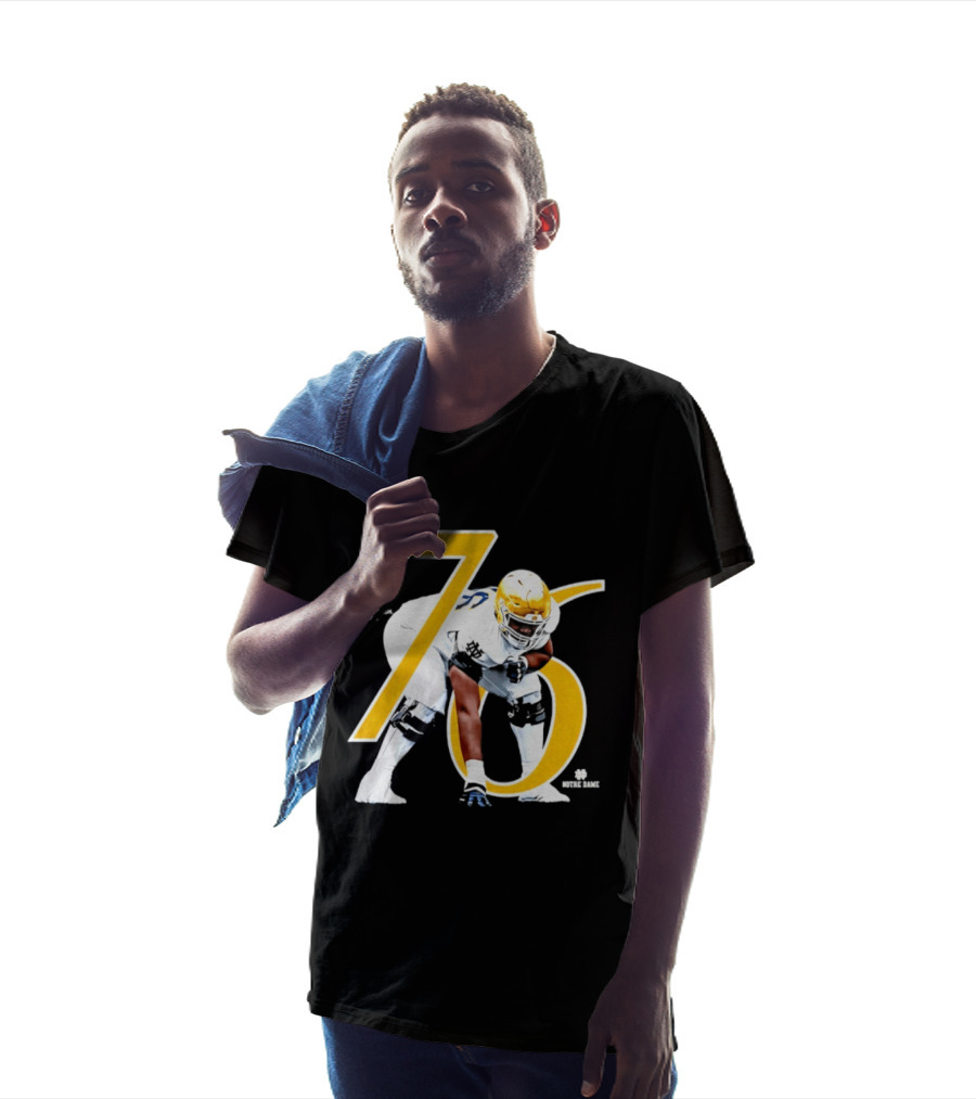 Notre Dame Football Player Number 76 Guerby Lambert NCAA T-Shirt