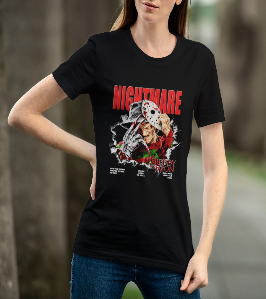 Nightmare Freddy Vs Jason Evil Battle Halloween Fight You're Dying To See T-Shirt