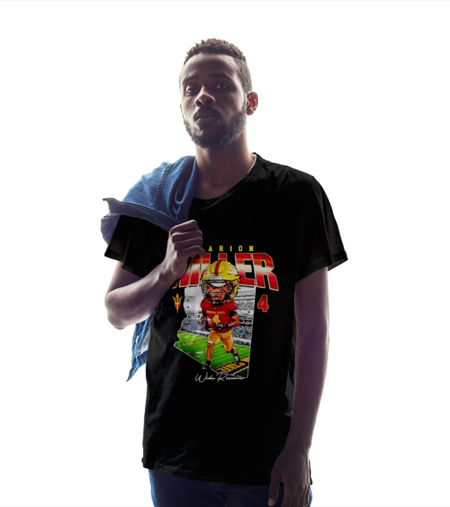 Omarion Miller 4 Arizona State Wide Receiver Caricature Including Team T-Shirt