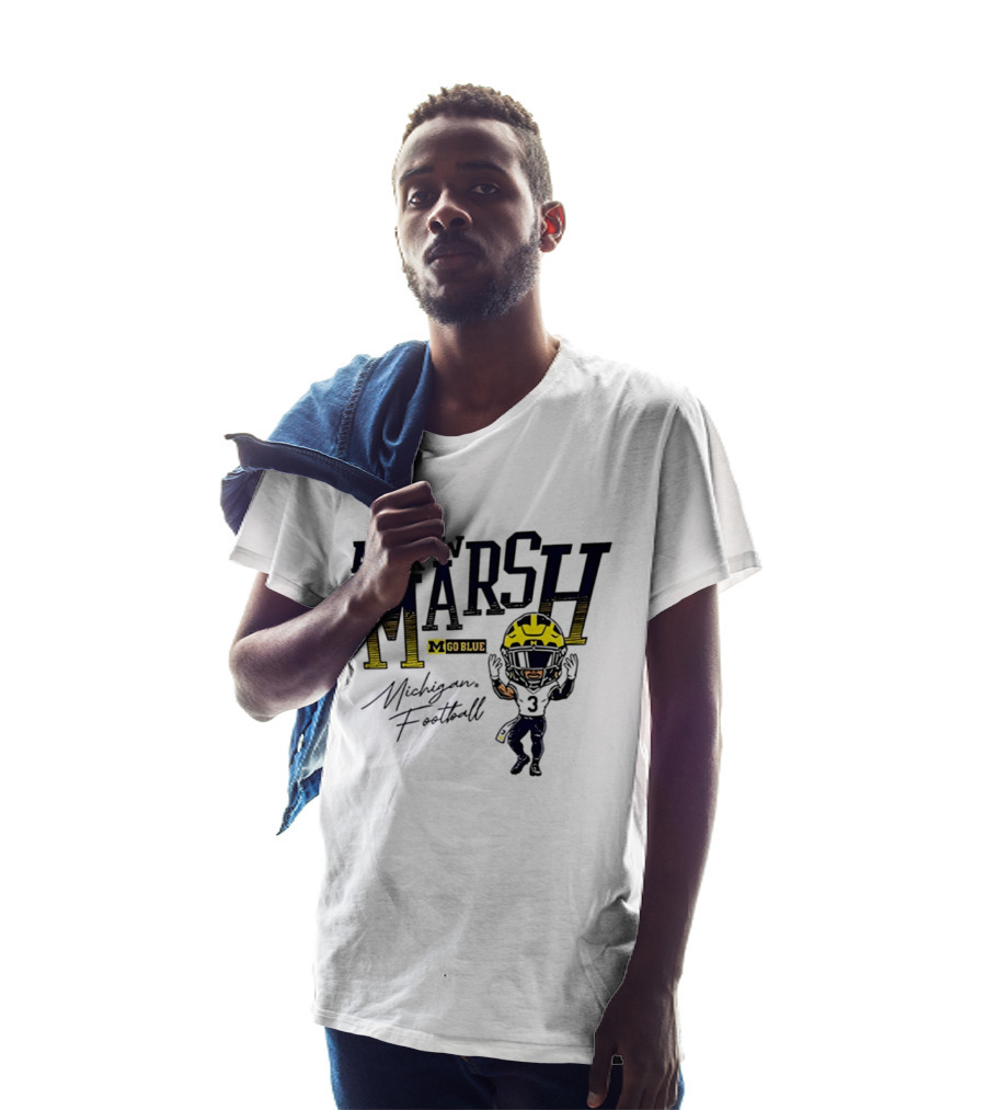 Andrew Marsh Go Blue Michigan Football Player Caricature T-Shirt