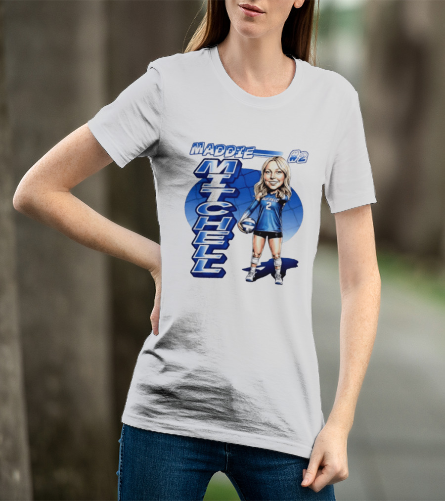 Maddie Mitchell #2 Buffalo Volleyball Caricature T-Shirt