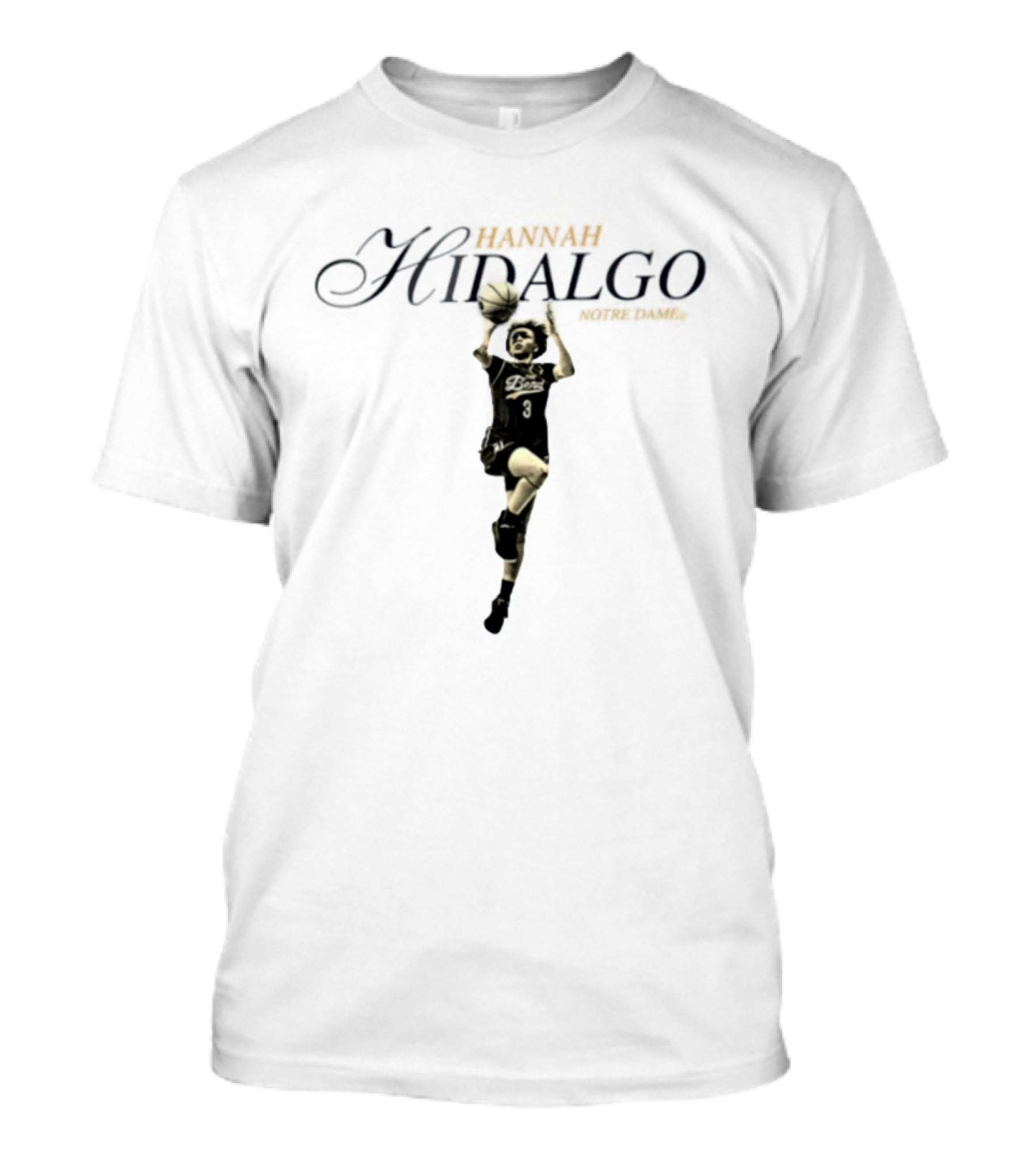 Hannah Hidalgo Notre Dame NCAA Women's Basketball Player Action T-Shirt
