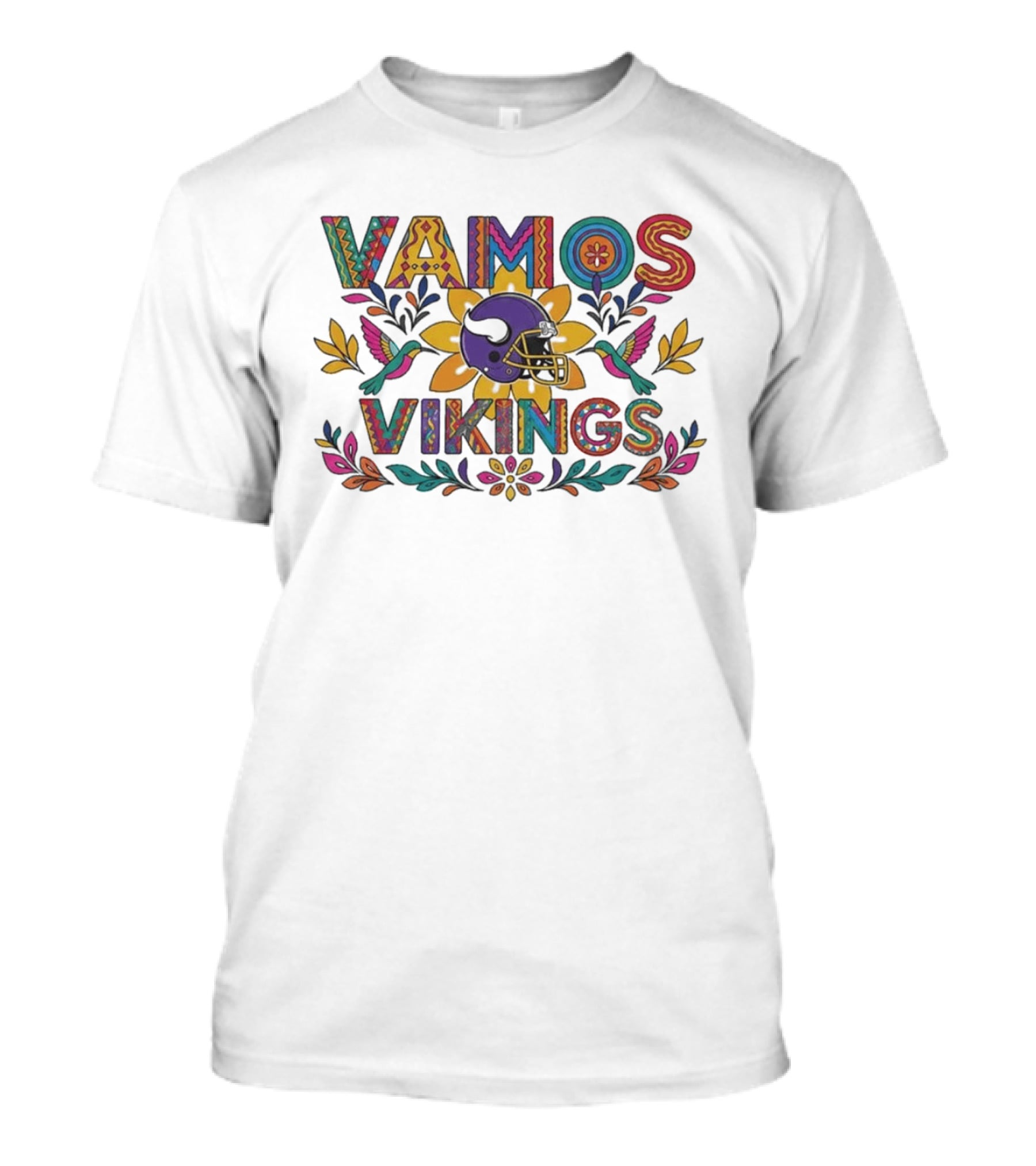 Vamos Vikings Colorful Helmet Floral T-Shirt