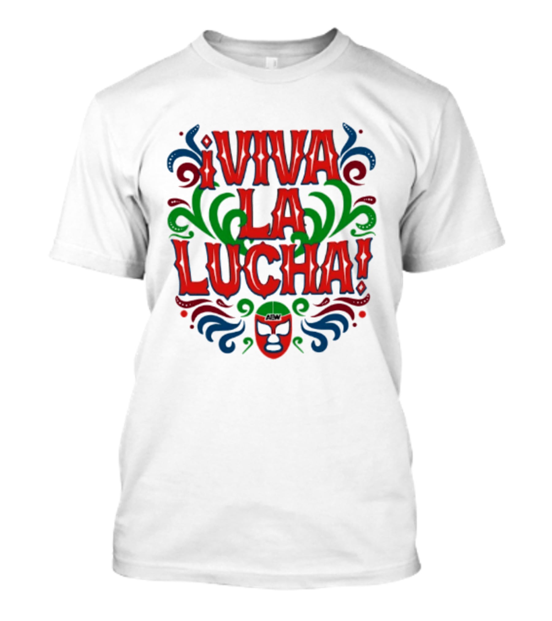 Viva La Lucha Mask Design With Colorful Swirls And Exclamation Marks T-Shirt