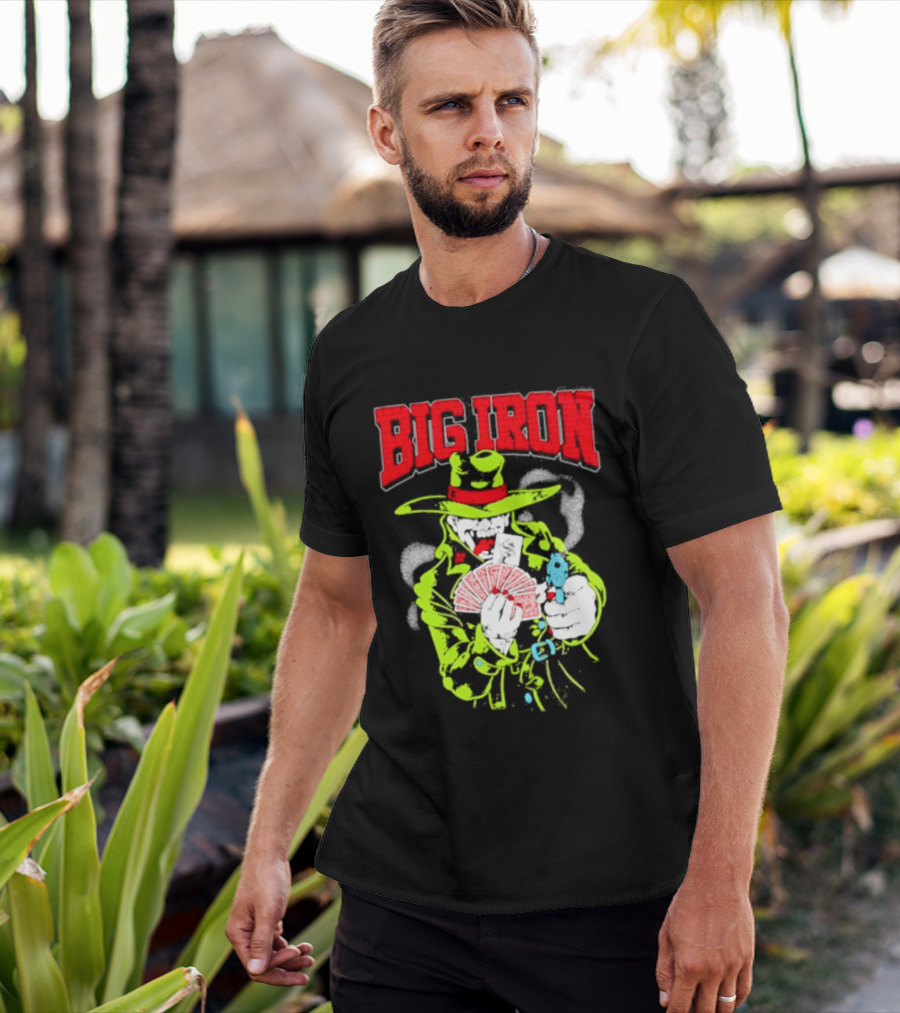 Big Iron Joker Cowboy Western Playing Cards T-Shirt