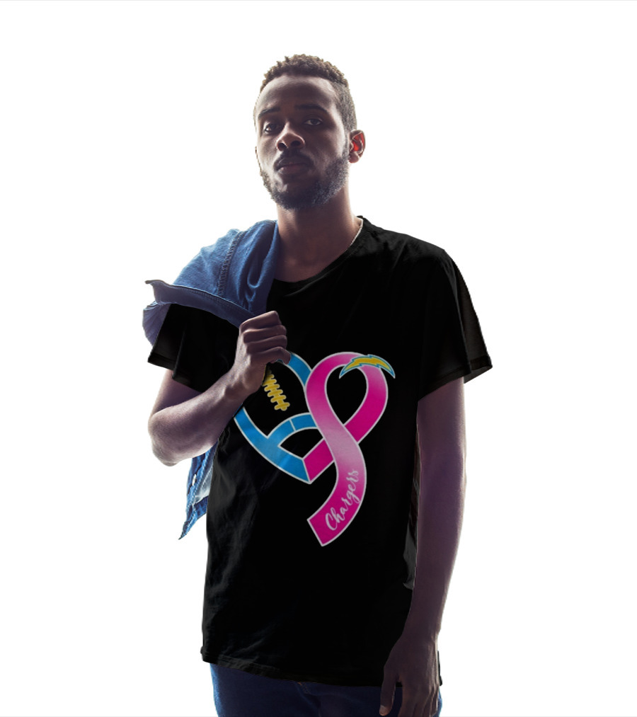 Los Angeles Chargers Breast Cancer Awareness Heart Ribbon 2026 T-Shirt