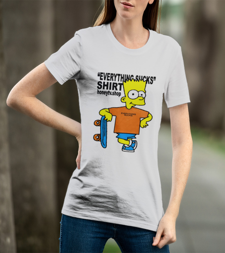 Bart Simpson Everything Sucks Skateboard Homage The Simpsons T-Shirt