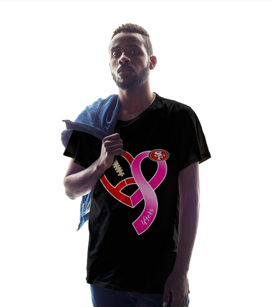 San Francisco 49ers Pink Ribbon Heart Breast Cancer Awareness 2026 T-Shirt