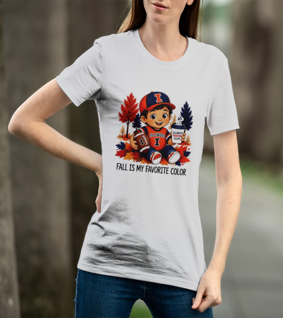 Illinois Fighting Illini Fall Is My Favorite Color Football Kid T-Shirt