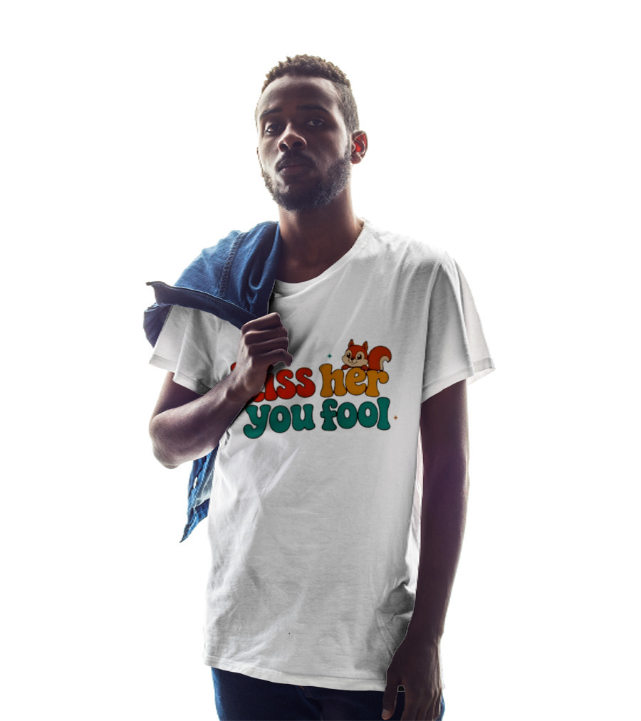Kiss Her You Fool Squirrel Romance Cute Cartoon Animal Fun T-Shirt