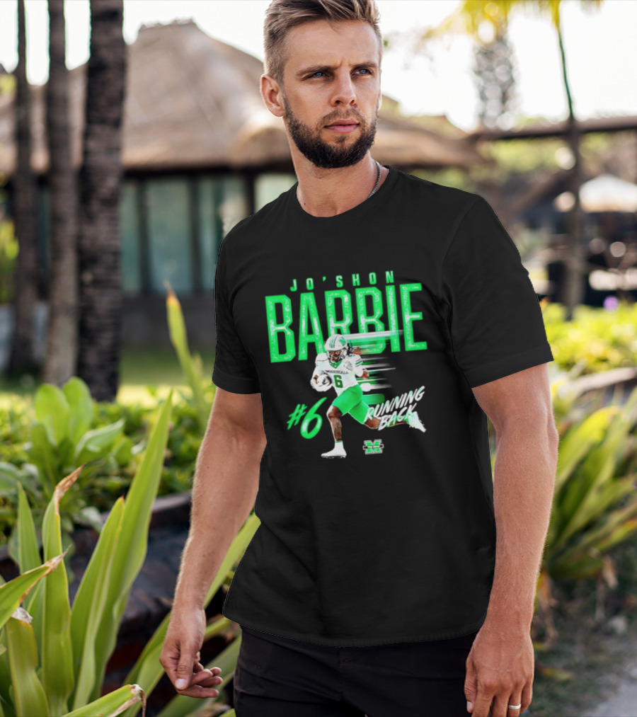 Jo'shon Barbie 6 Marshall Thundering Herd Running Back NCAA Football Player T-Shirt