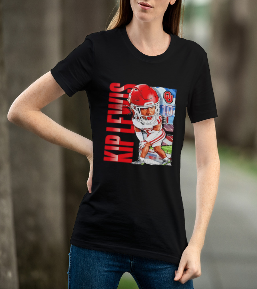 Kip Lewis 10 Oklahoma Sooners NCAA Football Player Caricature T-Shirt