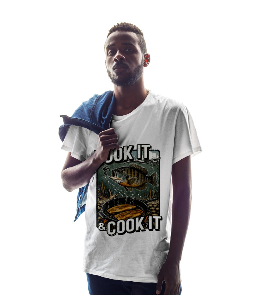 Hook It And Cook It Fishing Panfish Cast Iron Skillet T-Shirt